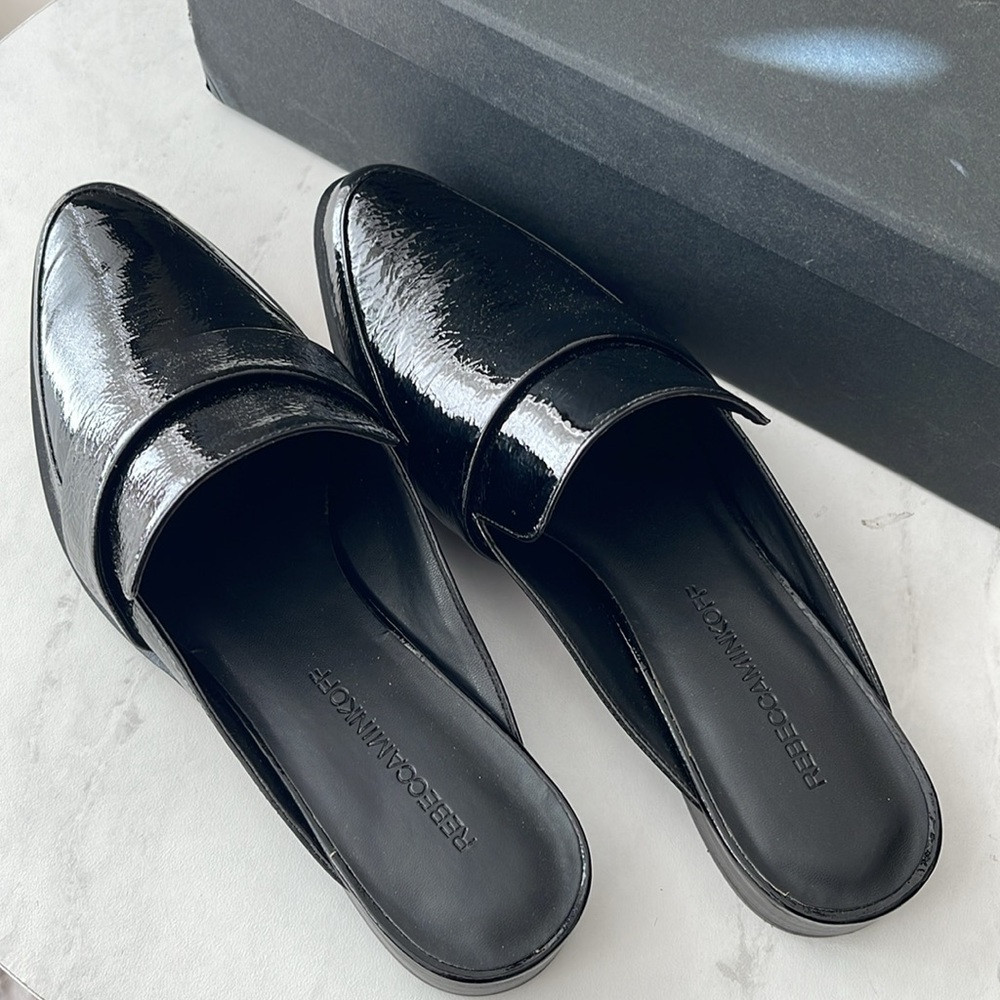 Rebecca Minkoff New Black Loafers Mules Multiple Size available - Picture 2 of 5